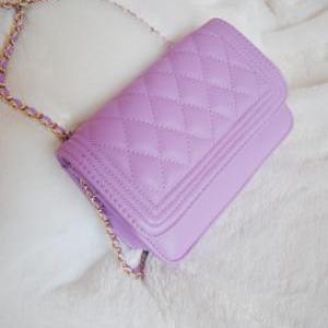 Purple Diamond-shaped Chain Bag