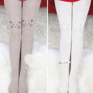 ~ Autumn Winter Knee Cat Tights/leggings Grey