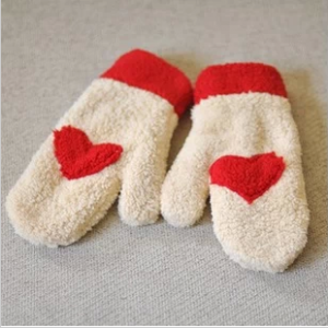 !winter Warm Love Heart Cotton Gloves