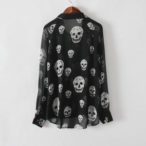 Punk Skeleton Print Chiffon Blouse Garment