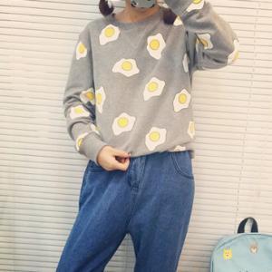 Cartoon Fried Eggs Sweaters Two Colors