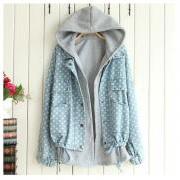 Dot leisure hooded two pieces denim jacket
