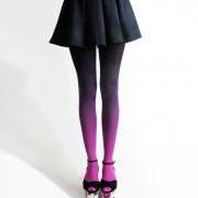 Gradient color velvet tights purple pantyhose