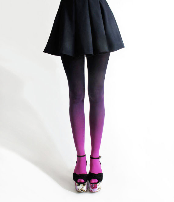 Gradient Color Velvet Tights Purple Pantyhose