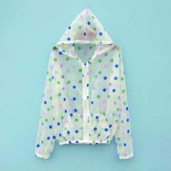 Multicolour polka dot transparent rain coat